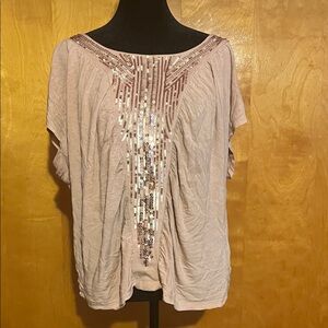 Apt. 9 Large Light Pink Sequin Blouse